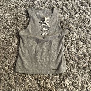Abercrombie and fitch grey lace up cropped tank size xs